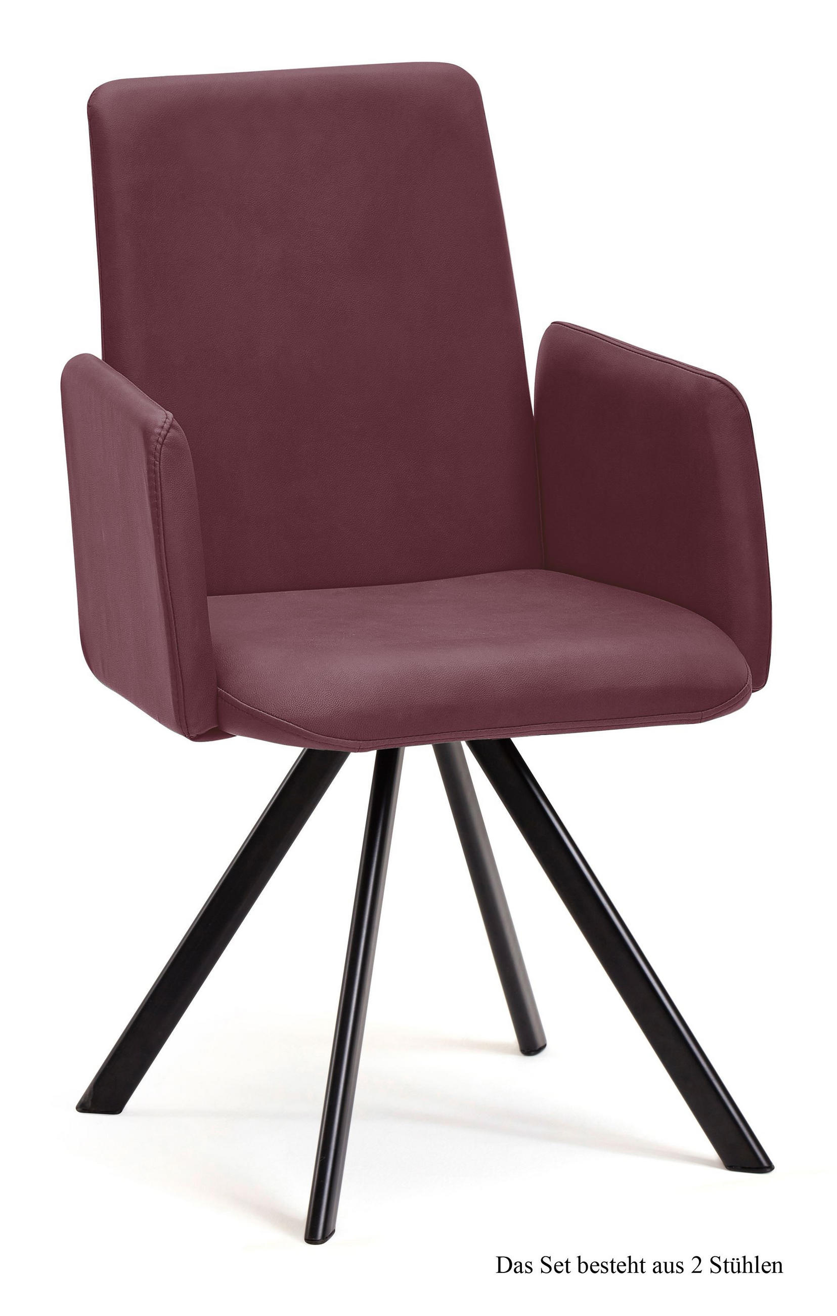 ARMLEHNSTUHL (2er-Set) Daune 52x92x60 Schwarz/Marsala - Brombeere/Schwarz, Kunststoff (60/92/52cm) - 58aufmkessel