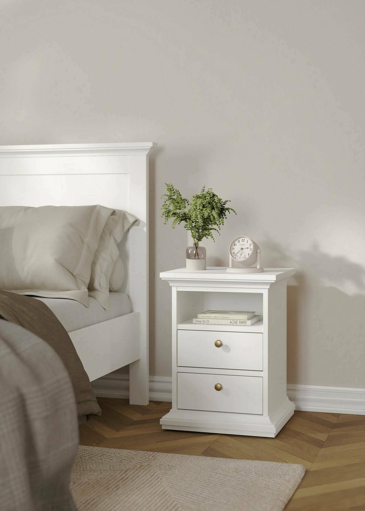 NACHTTISCH Weiß 40/43.6/58.8 cm - Weiß, Holzwerkstoff (43.6/58.8/40cm) - DMORA