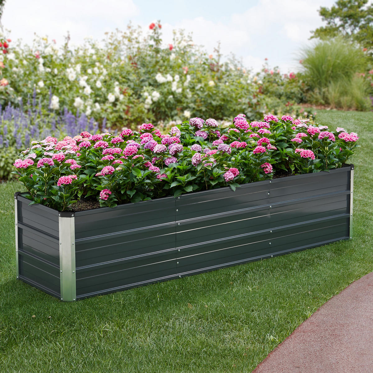PFLANZBEET Nijmegen - Anthrazit, Metall (183/40/47cm) - [en.casa]