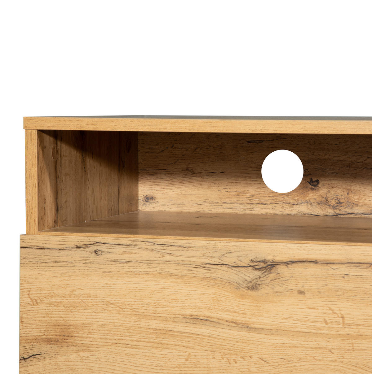 LOWBOARD 180/50/38 cm in Eiche/Anthrazit aus MDF mit Push-Open - Alteiche, Holzwerkstoff (45.5/35/180cm) - OKMYHOME