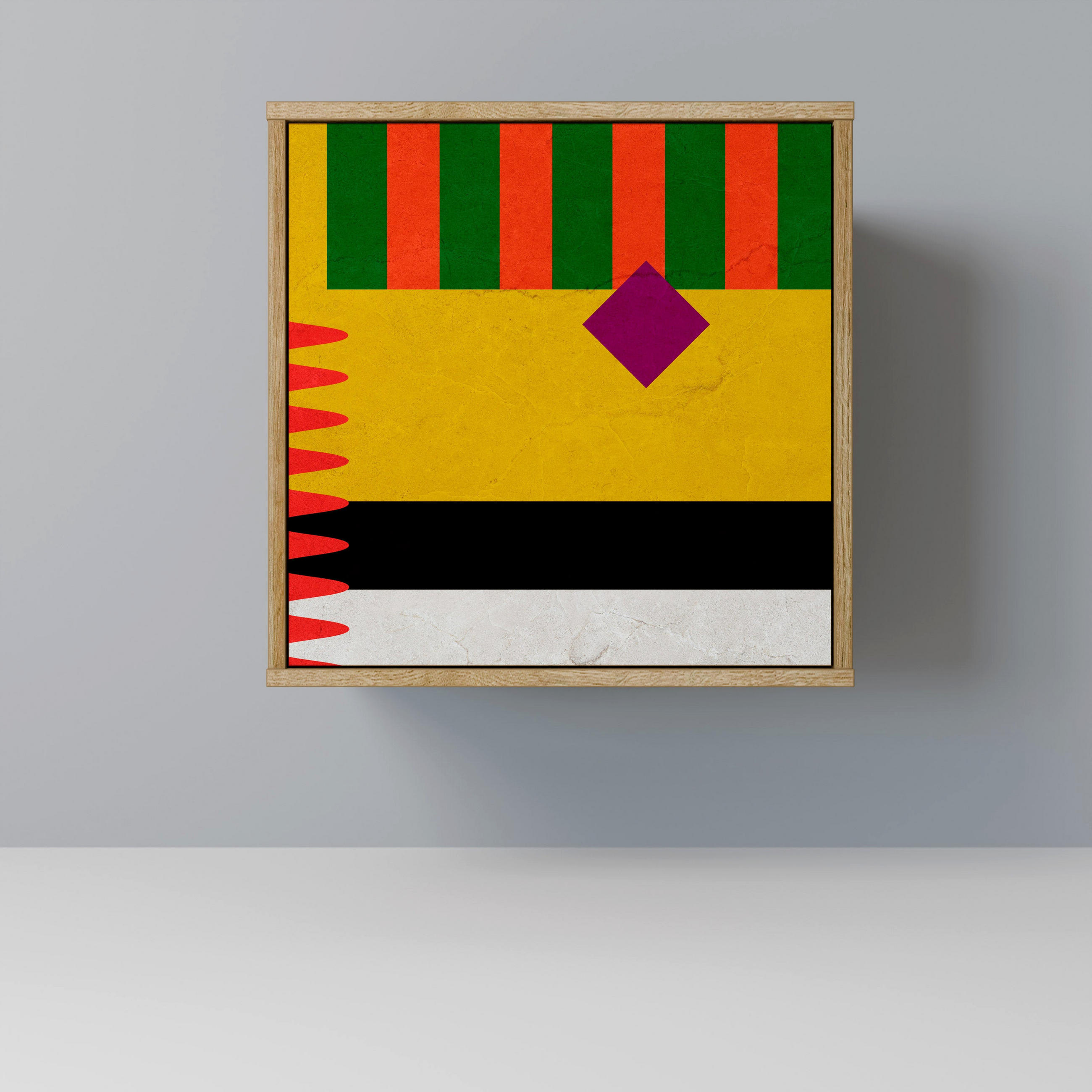 SIDEBOARD VIVID ART, Eichefarben, 57,5x42x57,5 cm, Ohne Füße - Eichefarben/Multicolor, Holzwerkstoff (57.5/57.5/42cm) - SpaceRebels