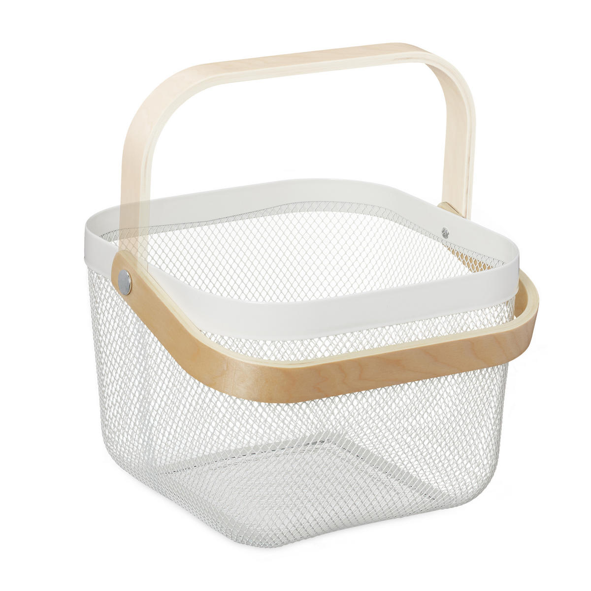 AUFBEWAHRUNGSKORB - Weiß, Holz/Metall (26/17.5/24.5cm) - Relaxdays