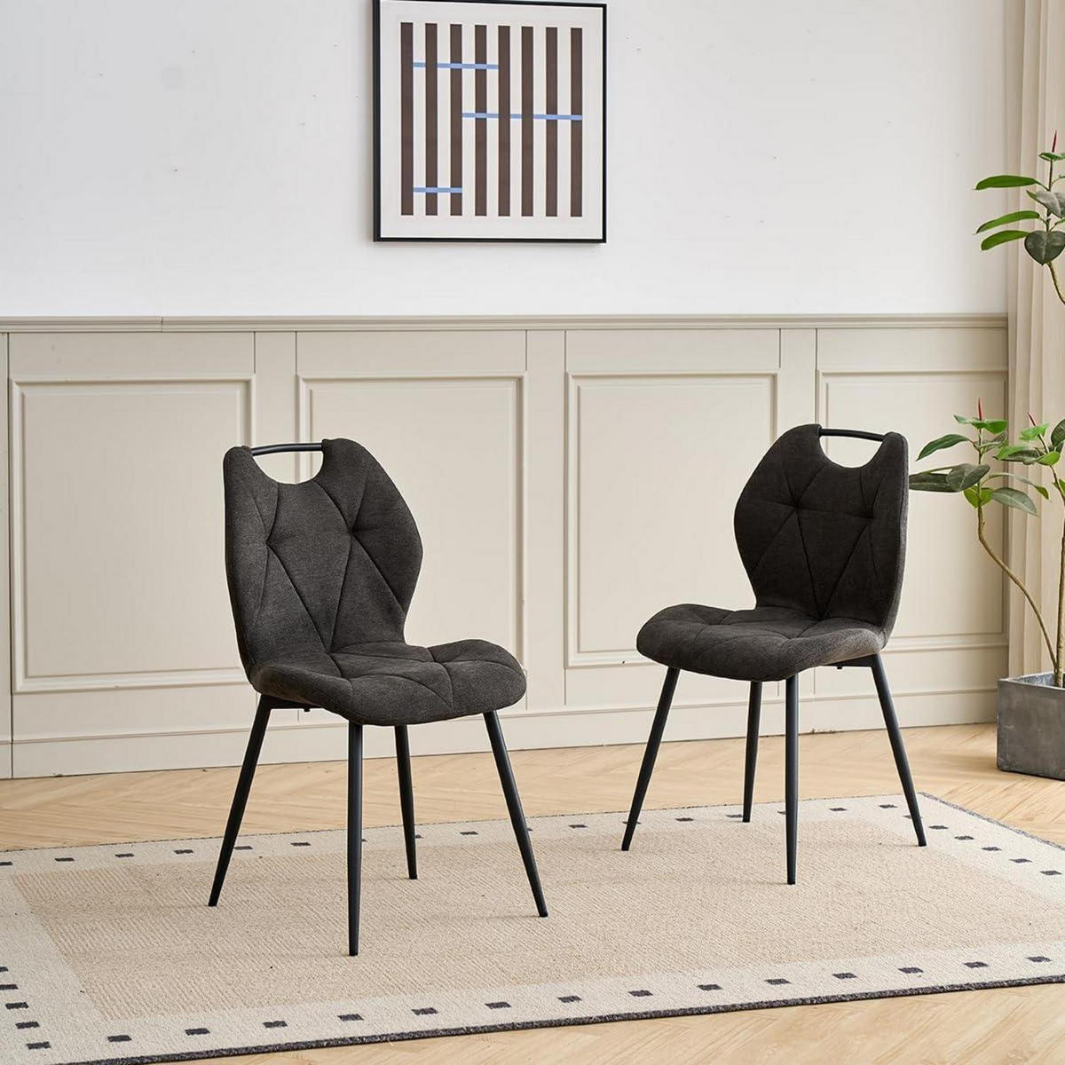 ESSZIMMERSTUHL 2er-Set Stoff Schwarz - Anthrazit, Textil (44/86/48cm)