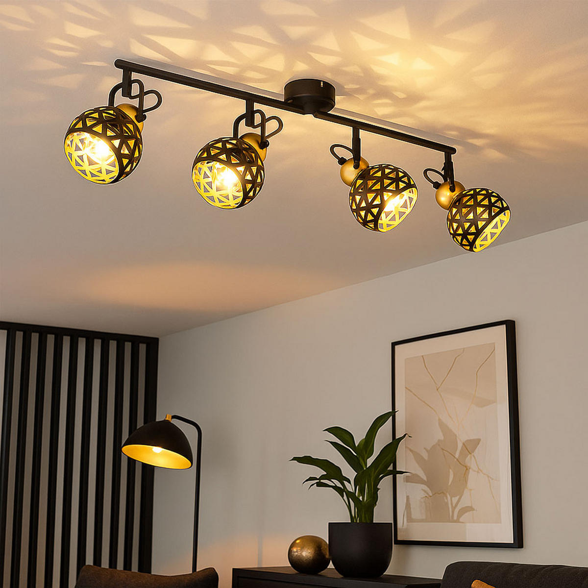 LED DECKENLEUCHTE Sarra Schwarz Metall - Schwarz, Metall (60/10/17.5cm) - Globo Lighting