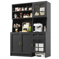 SCHRANK Küchenbuffet Schwarz 130/45/180 cm - Schwarz, Holzwerkstoff (130/180/45cm) - Zephmum