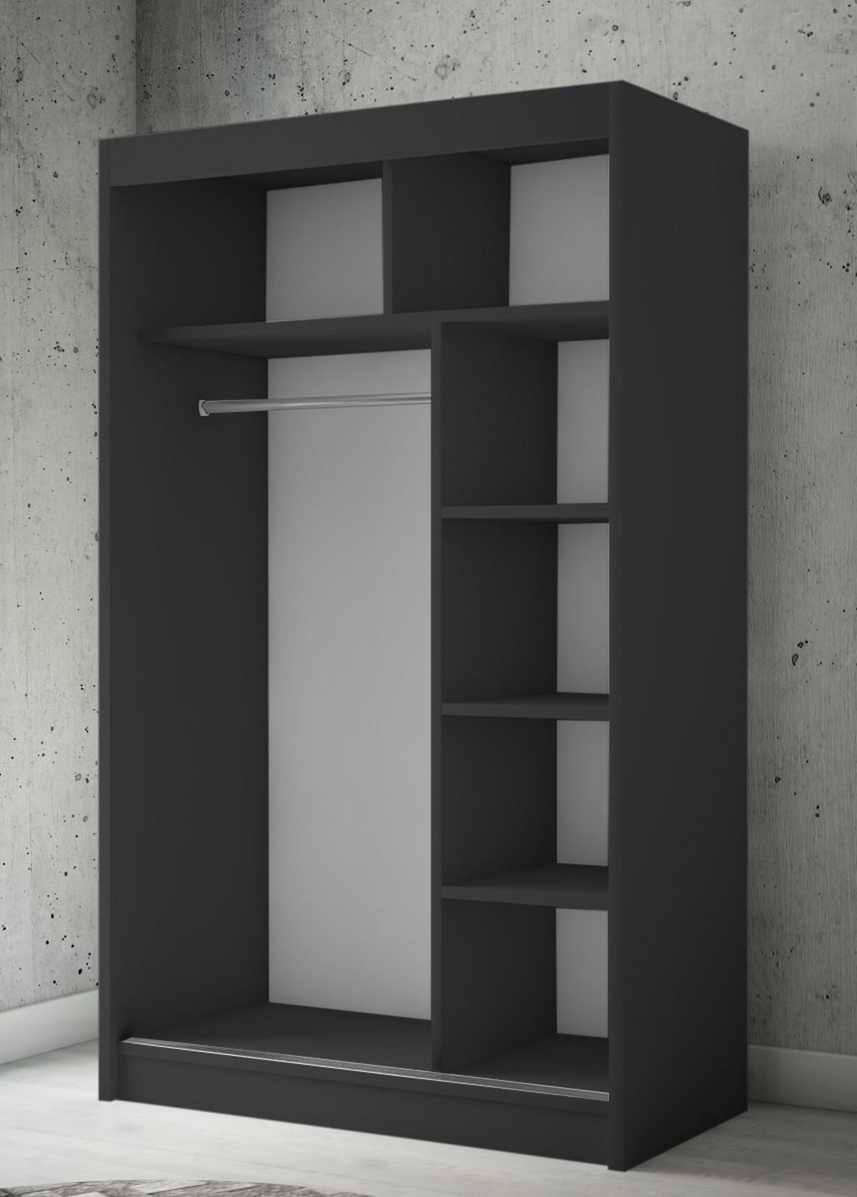 SCHWEBETÜRENSCHRANK Saturn 120 cm 2-türig, schwarz - Schwarz, Kunststoff (120/215/61cm) - Margaret Hadas24