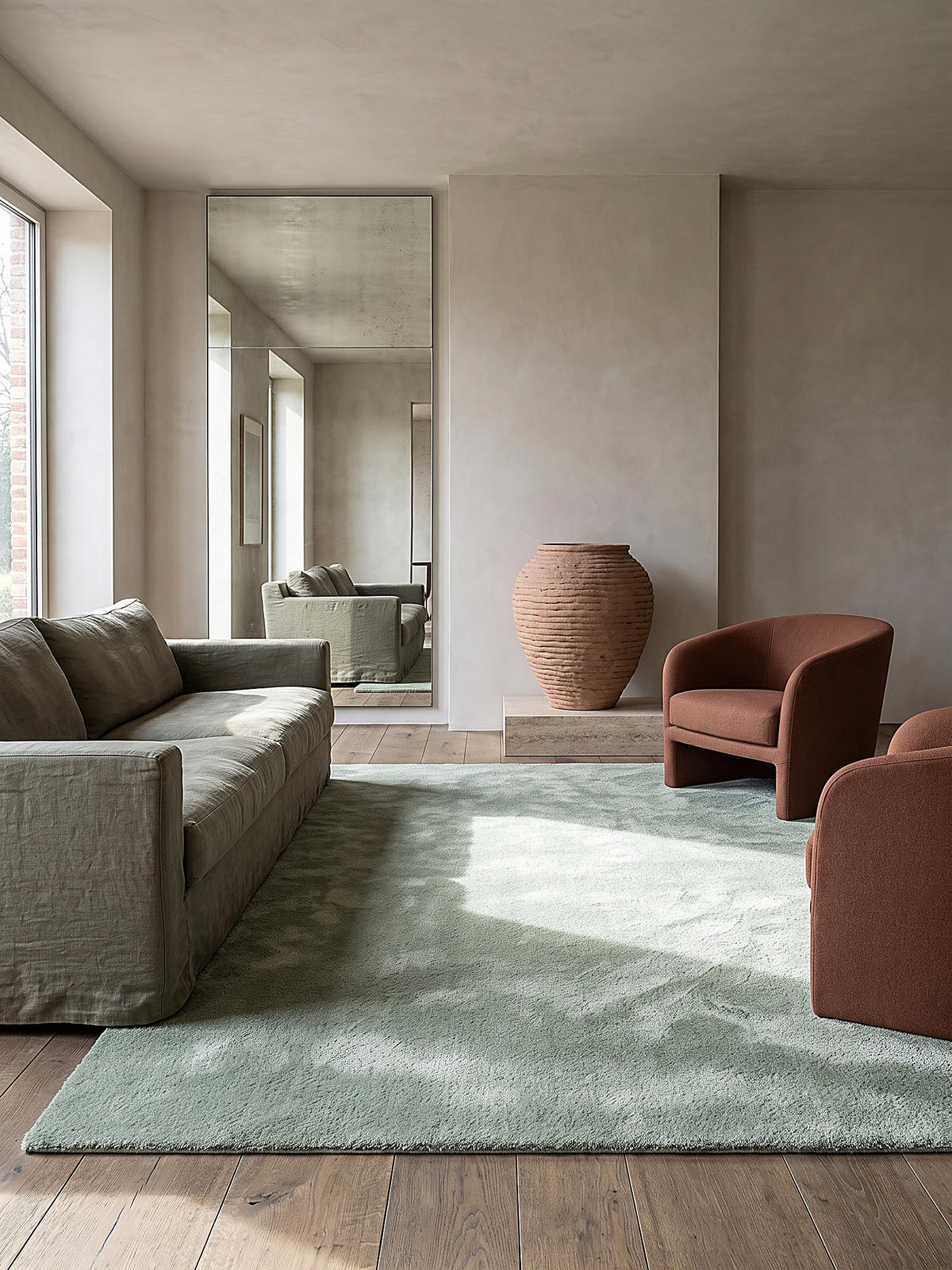 TEPPICH Hochflor ALDAN Antirutsch Uni Polyester Grün 240 x 340 cm - Grün, Textil (240/340cm) - KADIMA DESIGN