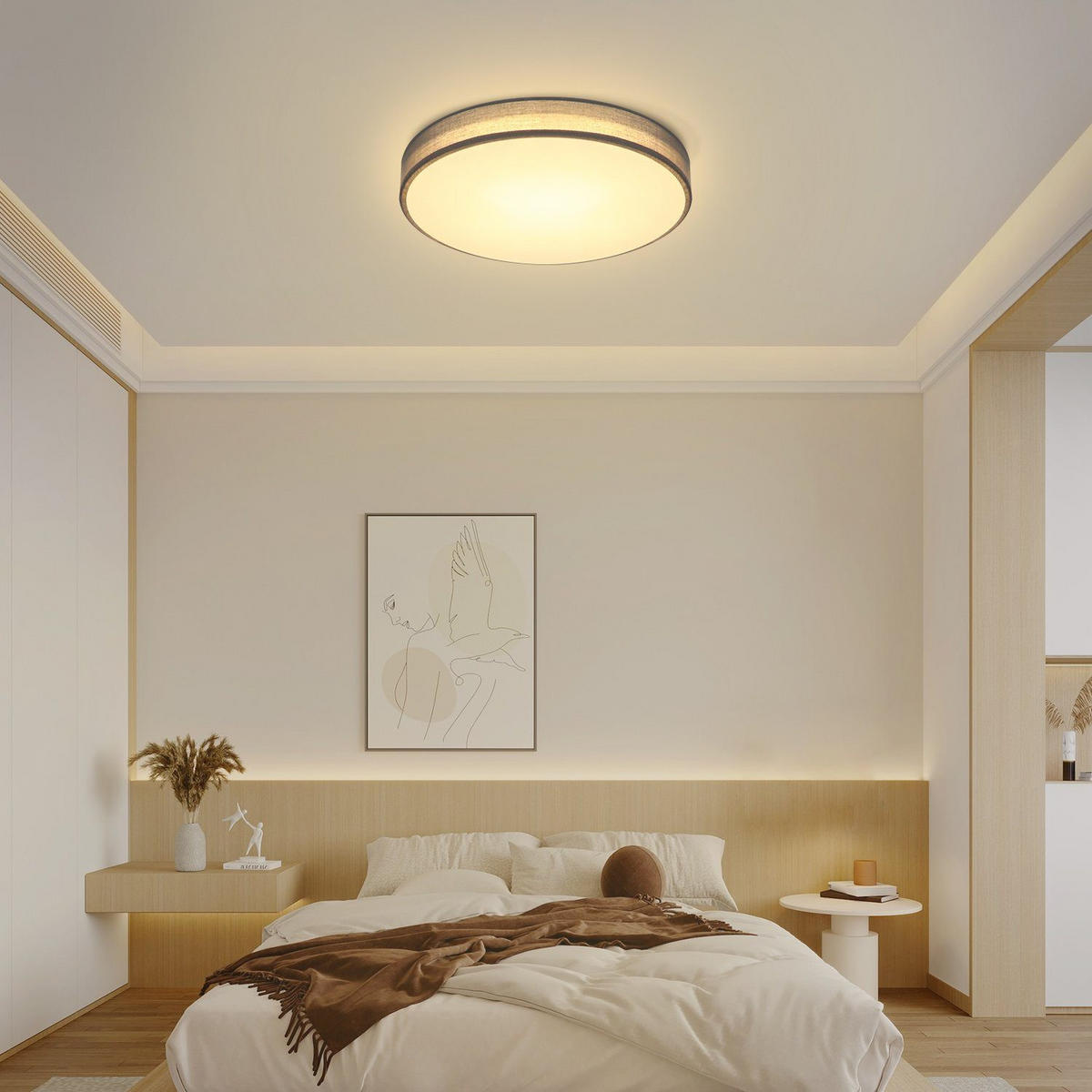 LED-DECKENLEUCHTE Alvira 30/30/6 cm - Grau, Textil (30/30/6cm) - Nettlife