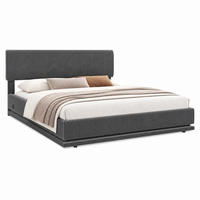 BETT mit LED und USB-C 160x200 cm Cord Dunkelgrau - Dunkelgrau, Metall (160/200cm) - Meubliv