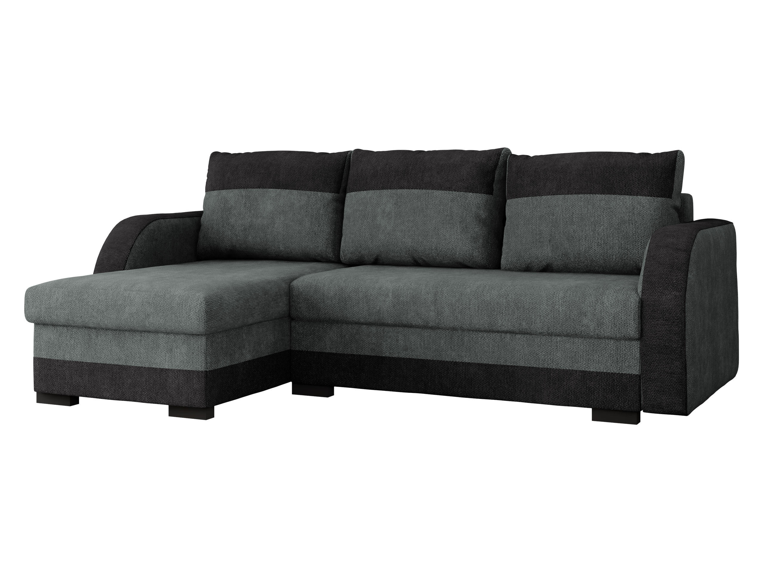 ECKSOFA Jozef - Dunkelgrau/Schwarz, Holz/Textil (230/140cm) - MIRJAN24