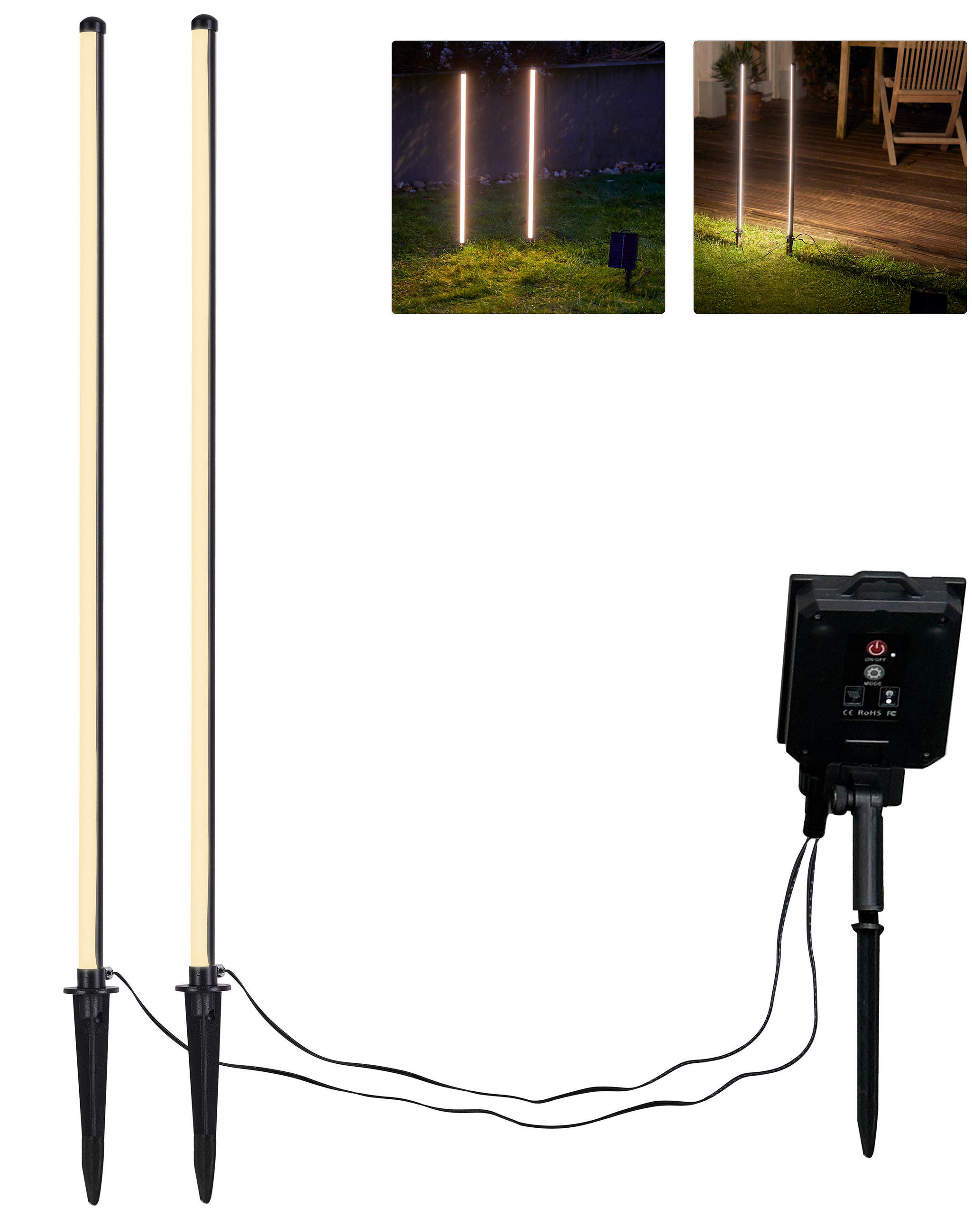 SOLAR-LED-GARTENSTECKER - warmweiß mit Dämmerungssensor und wetterfestem Design für Garten und Terrasse - Weiß, Kunststoff (3.5/3.5/77cm) - Northpoint