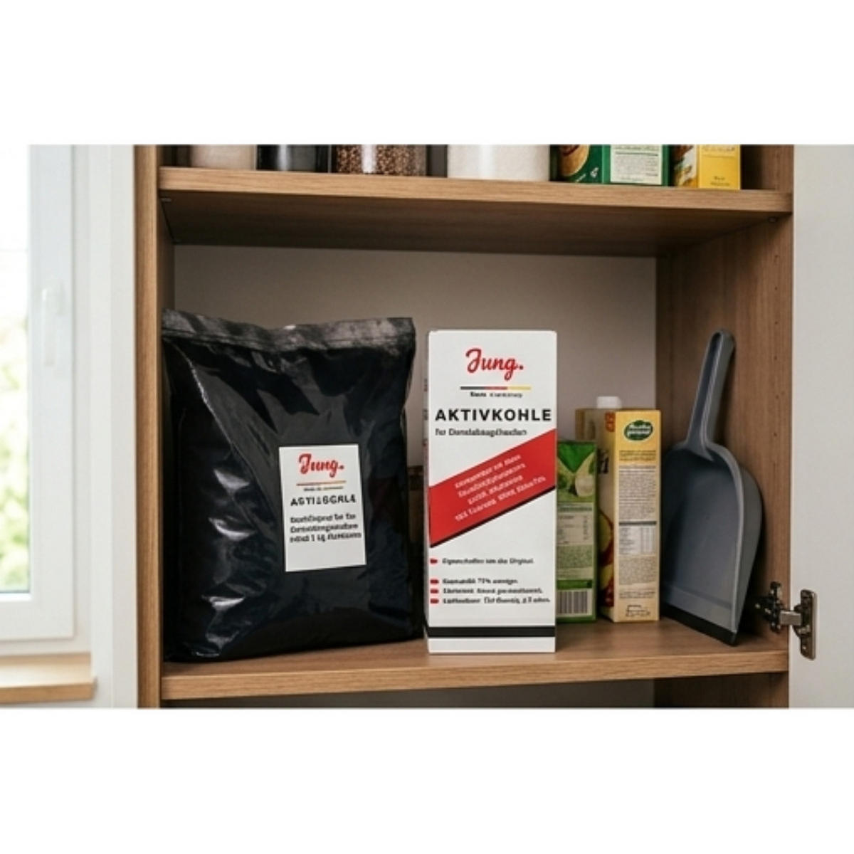 AKTIVKOHLE Nachfüllpack 2 x 2,5 kg für Dunstabzugshauben universell kompatibel - Schwarz, Naturmaterialien (25/12/30cm) - JUNG