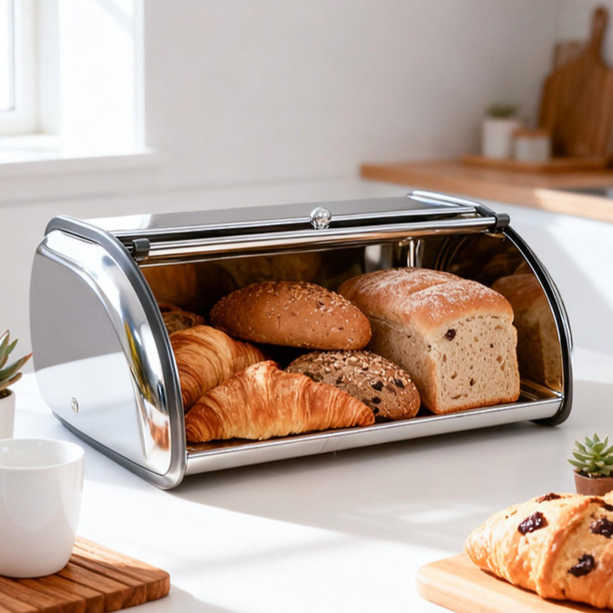 BROTKASTEN 33/23.5/15 cm Weiß - Silberfarben, Metall (23.5/15/33cm) - Authentics