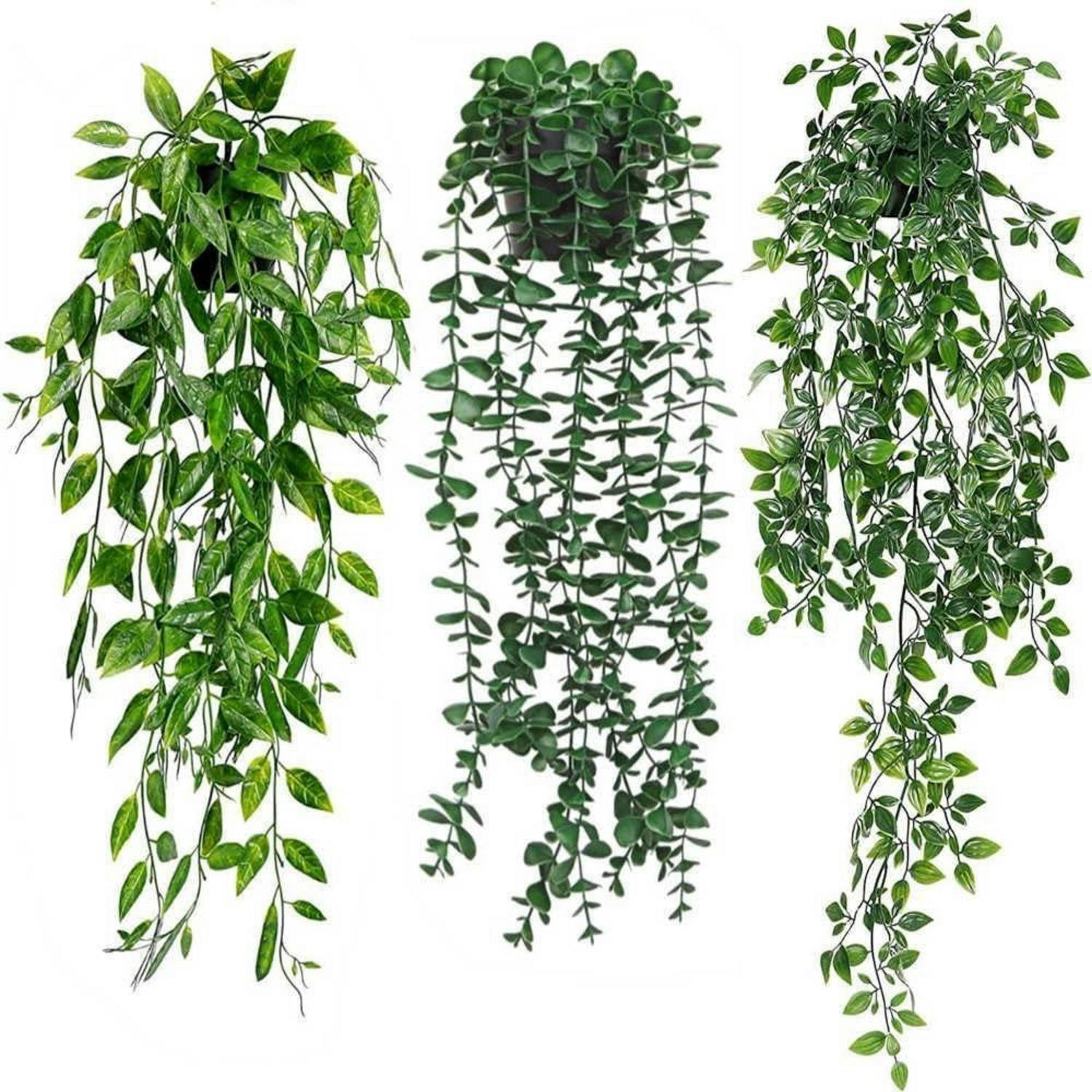 KÜNSTLICHE Hängepflanzen 3er Set Eukalyptus Grün - Grün, Kunststoff (19.1cm)