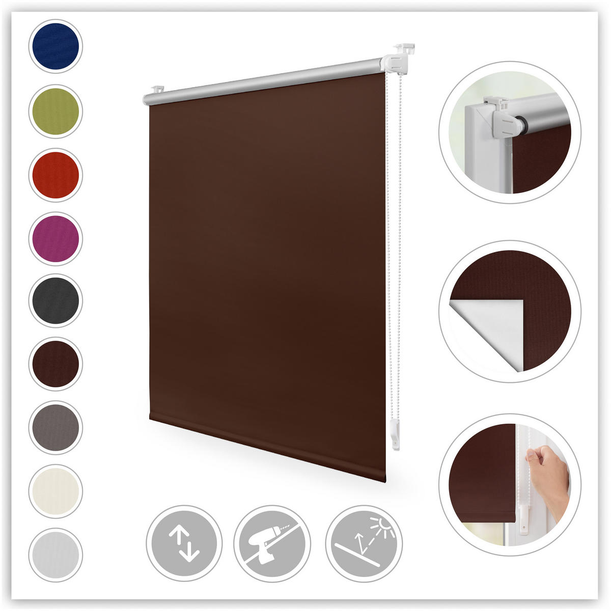 THERMO-ROLLO KLEMMFIX, OHNE BOHREN, VERDUNKELUNG - Braun, Kunststoff (40/150cm) - Lichtblick Original