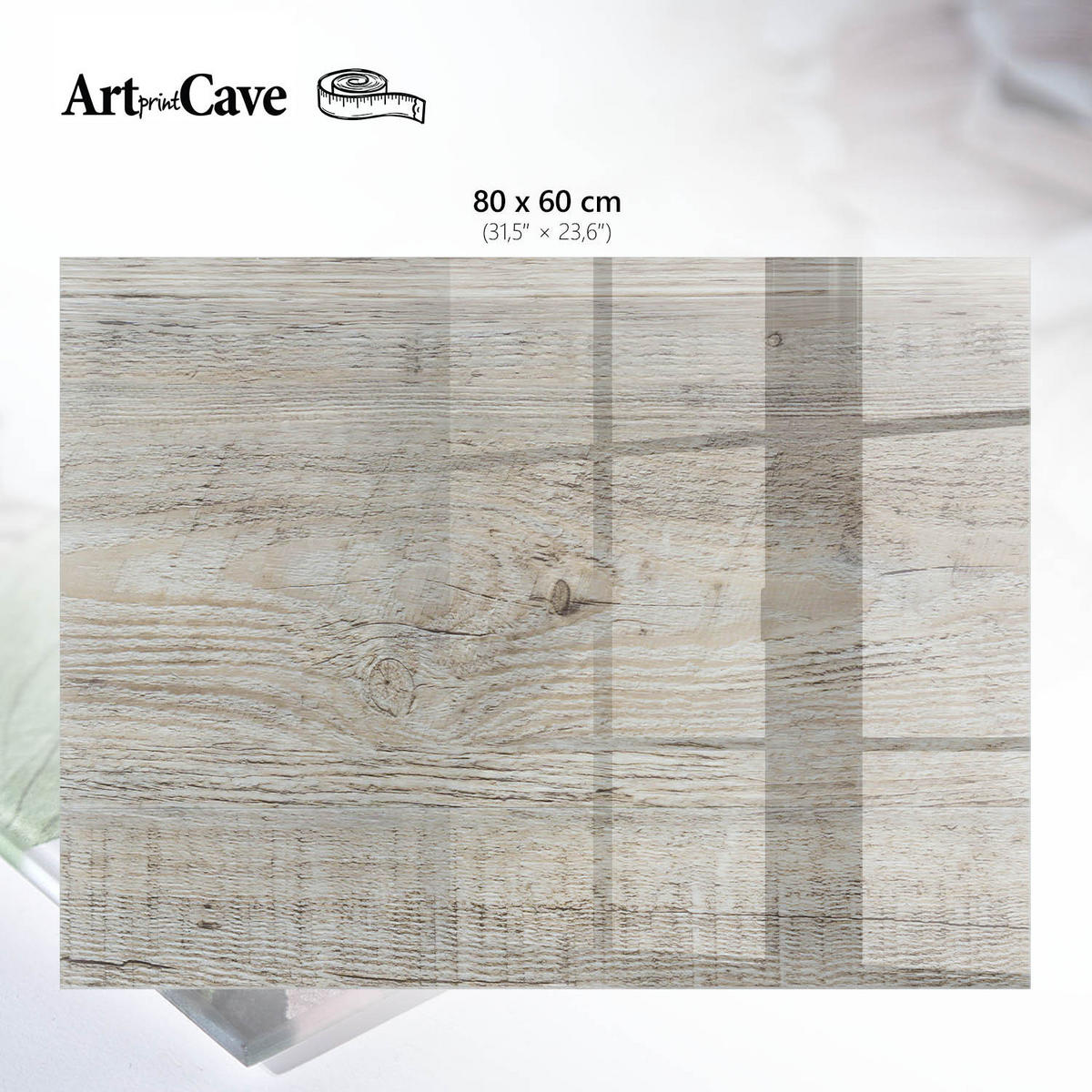 GLASPLATTE 80x60 cm – Holzkonstruktion - Grau, Glas (0.4/80/60cm) - ArtPrintCave