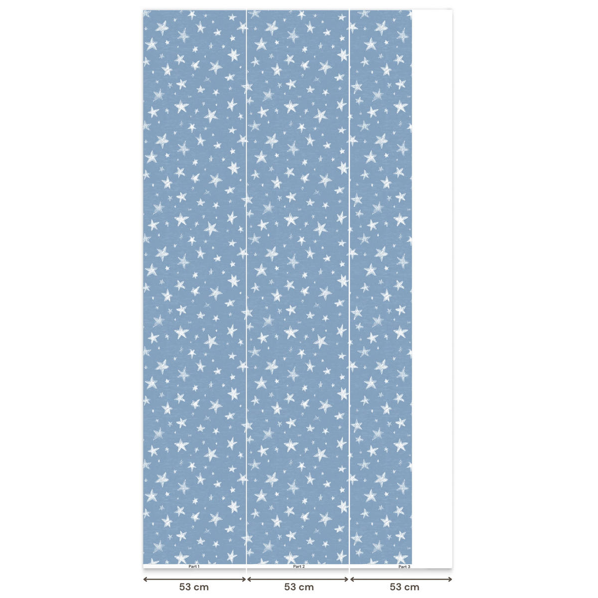 KINDERTAPETE - Sterne - Muster - Blau - 140x280 cm - Hellblau, Papier (140/280cm) - OnlyWow