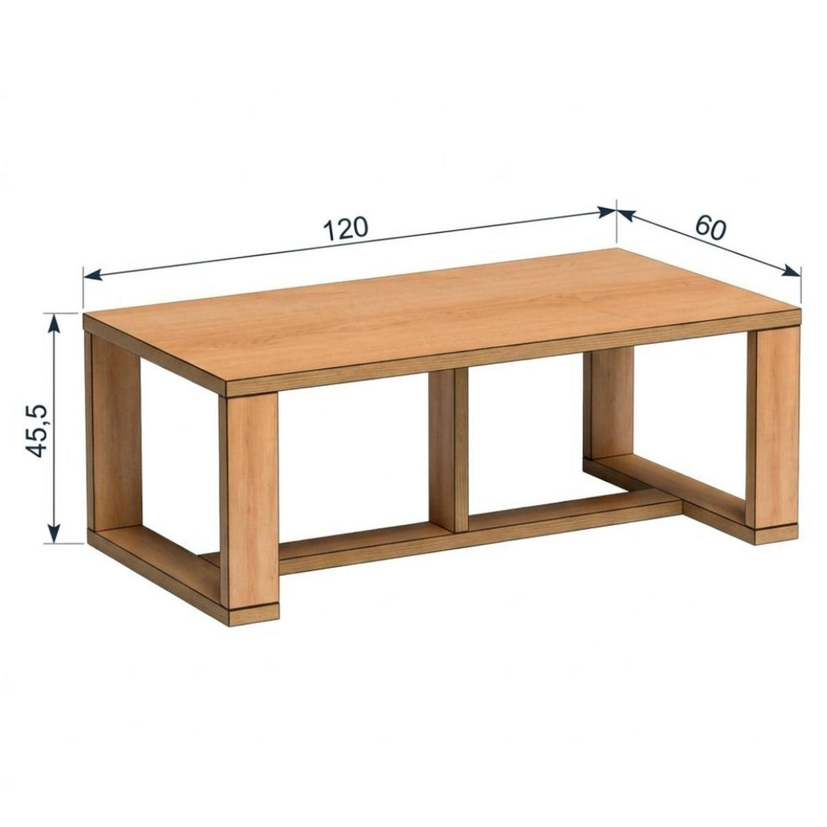 COUCHTISCH Fonti F-8 120 x 60 x 45,5 cm Karamell-Eiche - Eichefarben, Holzwerkstoff (60/120/45.5cm) - Koseto