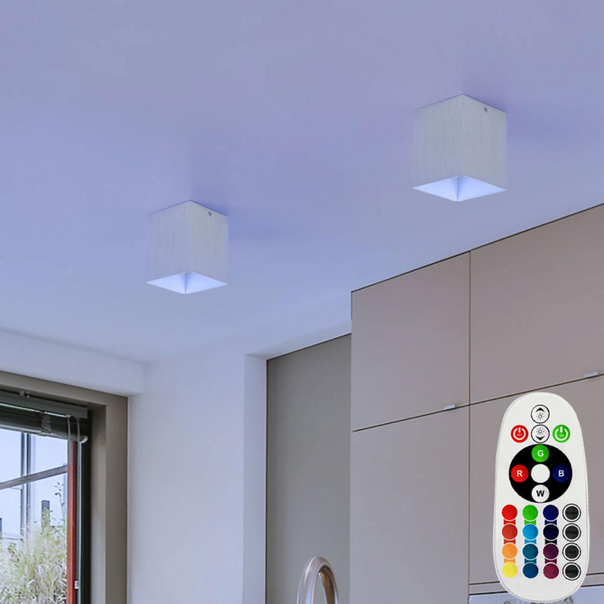 LED DECKENLEUCHTE BANTRY Silber gebürstet 2er Set - Silberfarben, Metall (10/10/12cm)