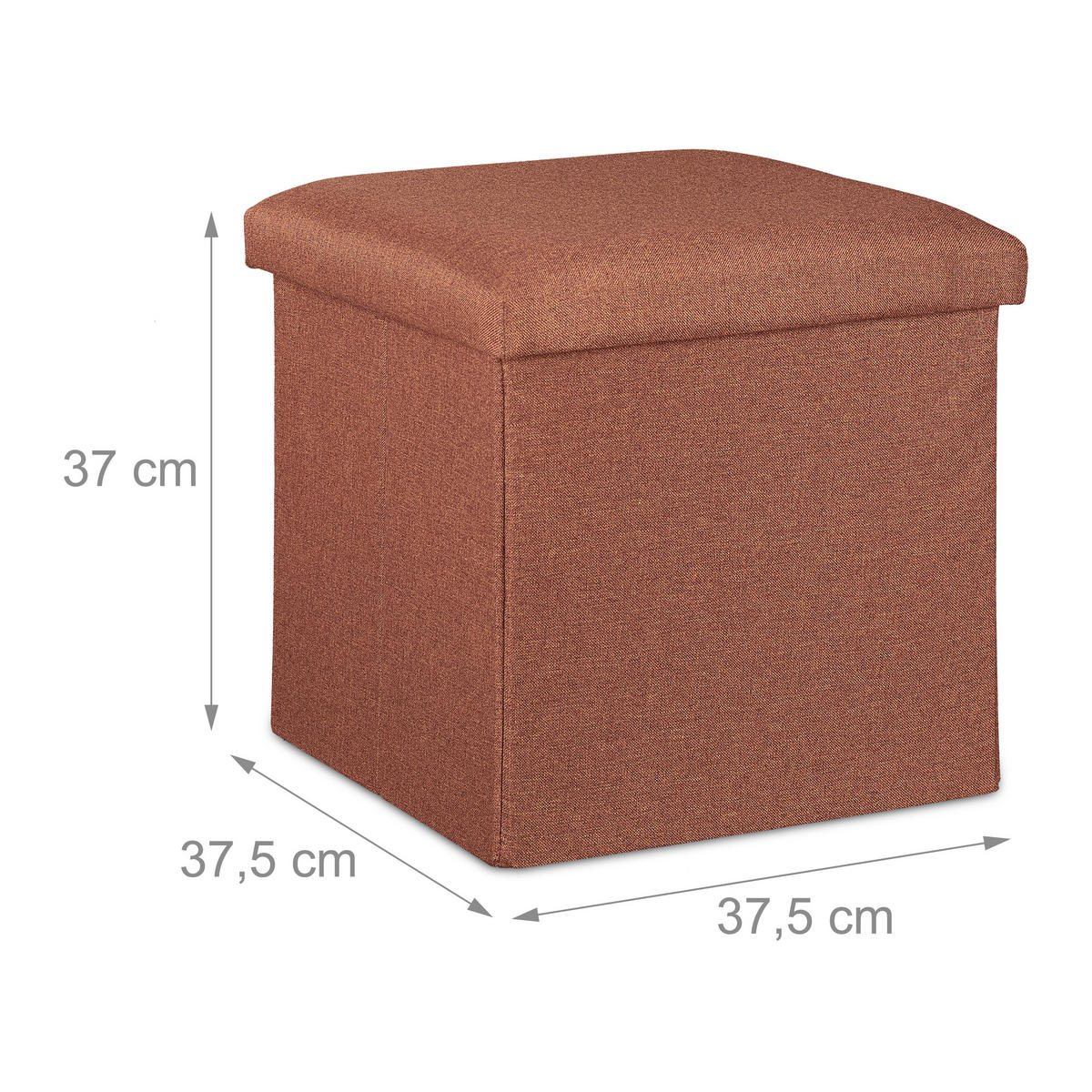 SITZHOCKER - Braun, Holzwerkstoff/Textil (37.5/37/37.5cm) - Relaxdays
