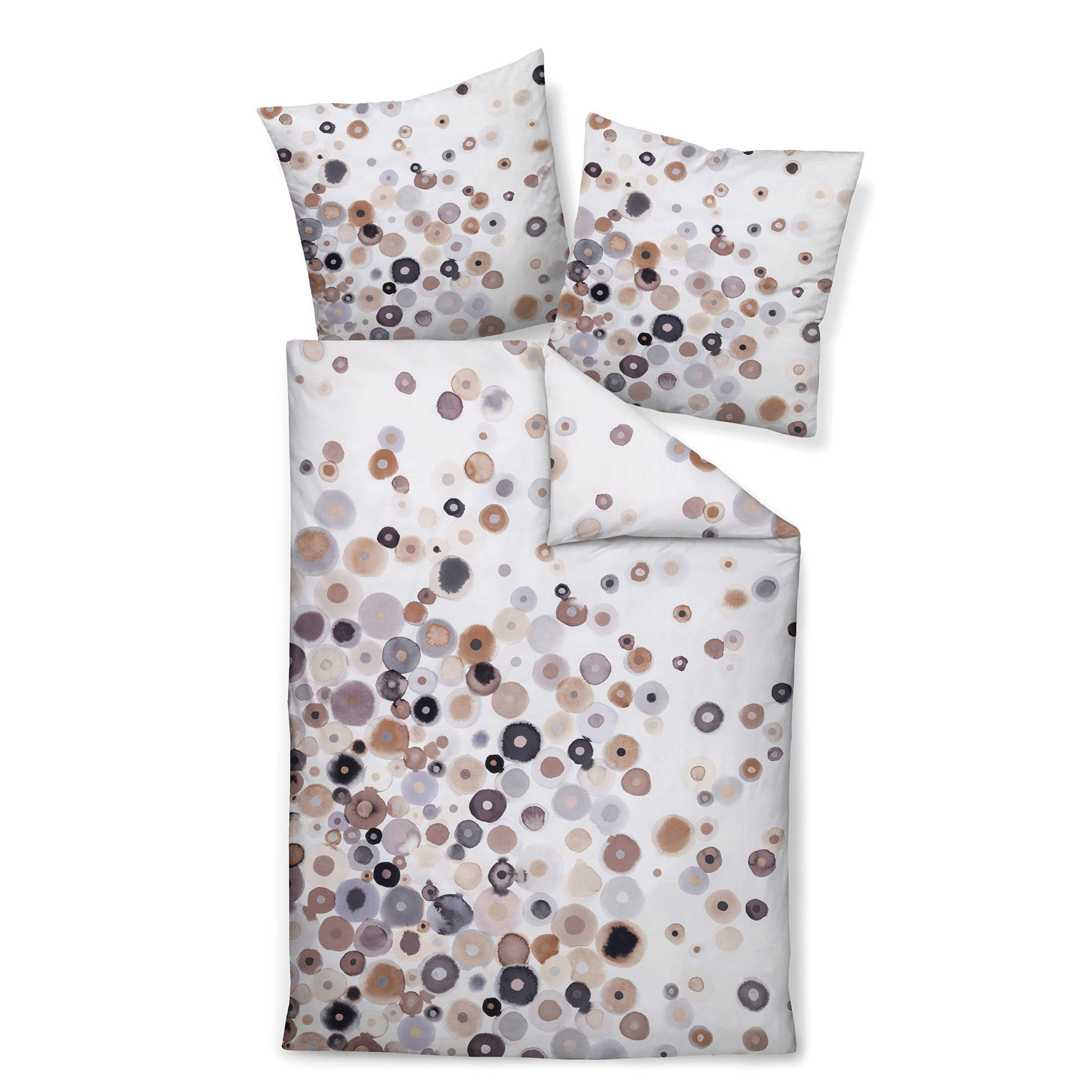 WENDEBETTWÄSCHE-SET 2-teilig in Weiß/Braun 155x220 cm - Weiß, Textil (30/40cm) - Janine