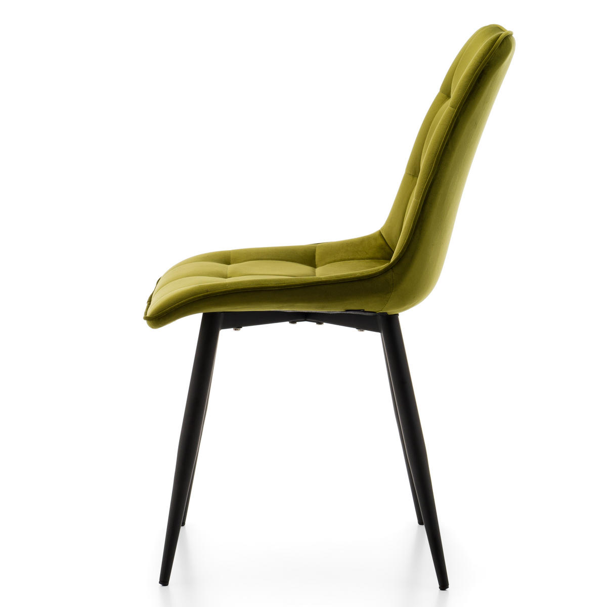STUHL CHIC gespolsterter mit Steppung - olive - Samt Velours - Schwarz/Olivgrün, Metall (50/88/47cm) - NEW HOME