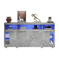 SIDEBOARD mit 16-Farben-LED-Beleuchtung und verstellbaren Regalen - Grau, Holzwerkstoff (140/70/40cm) - Urban Meuble