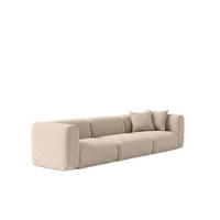 SOFA 3-Sitzer, Chenille-Stoff Cremona, Creme, GRETA - Creme, Holz (319/70/89cm) - Kaiser Möbel