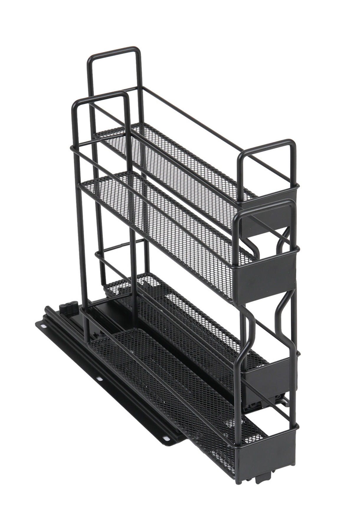 GEWÜRZREGALE mit Schienen Parallele ausziehbare - Schwarz, Metall (26.5/26.1/13.2cm) - Livingandhome
