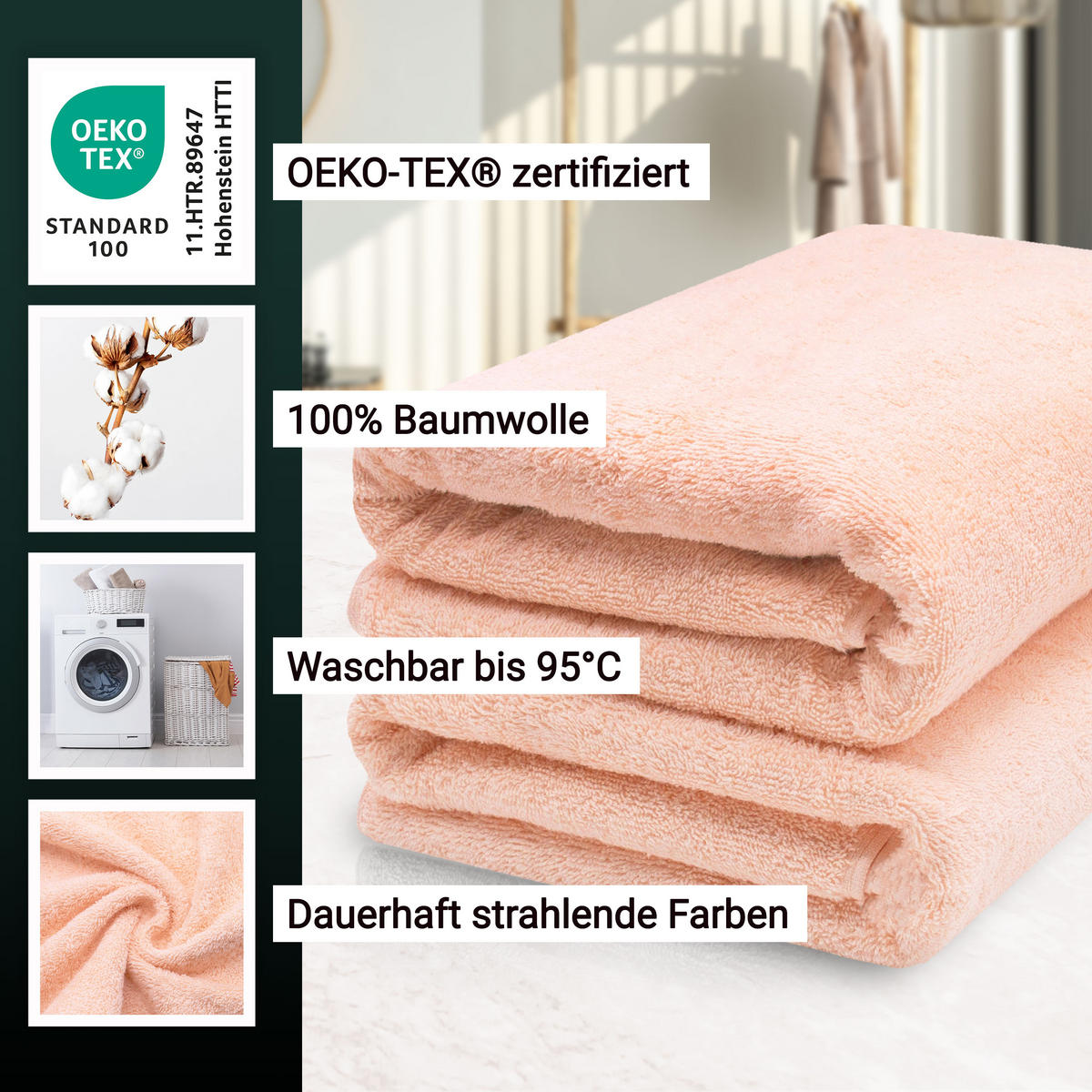 SAUNATUCH, 2er-Set, 70x200 cm, 100% Baumwolle, Rosa - Orange, Textil (70/200cm) - Zollner