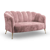 SOFA Adria 2-Sitzer 155x78x83 mit Metallfüßen - Dunkelrosa/Goldfarben, Holz/Textil (155/78/83cm) - Ravio