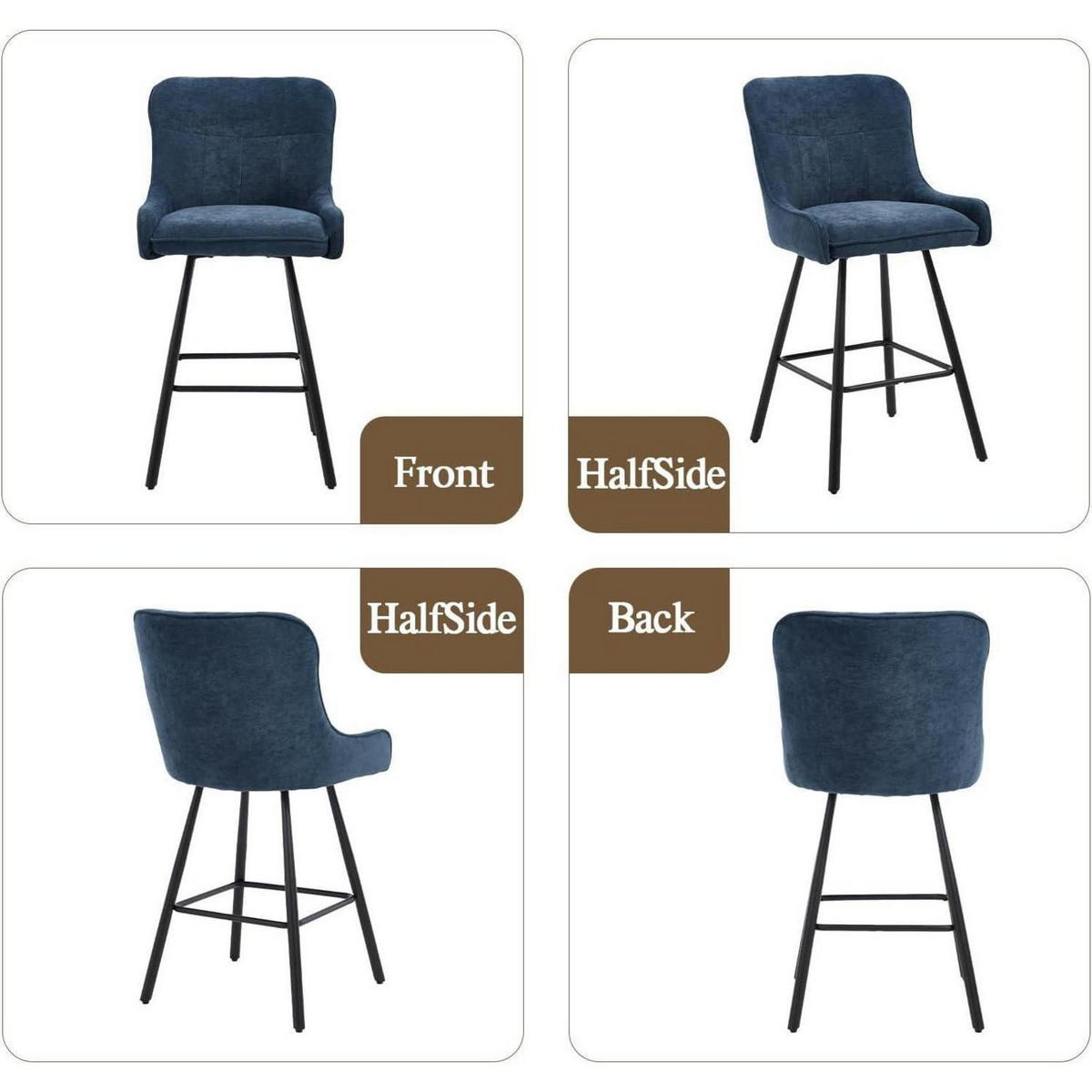 BARHOCKER 4er Set Chenille Blau - Blau, Textil (50/97/48cm)