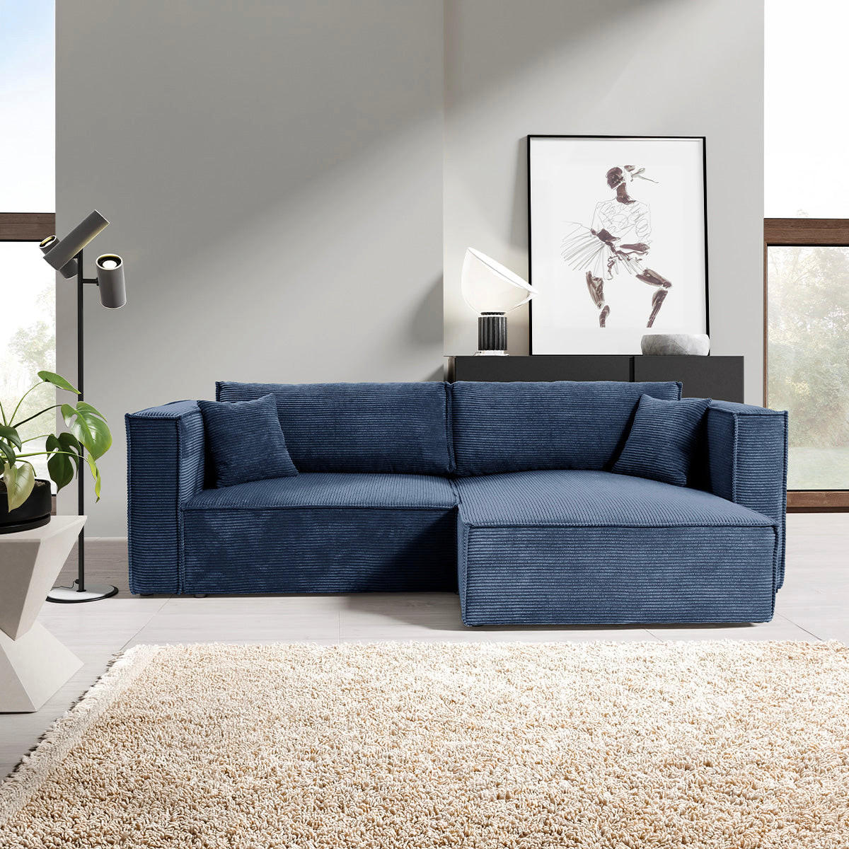 SOFA Jimmy 3 Sitzplätze Blau - Blau, Holz (245/77/148cm) - Petits-meubles