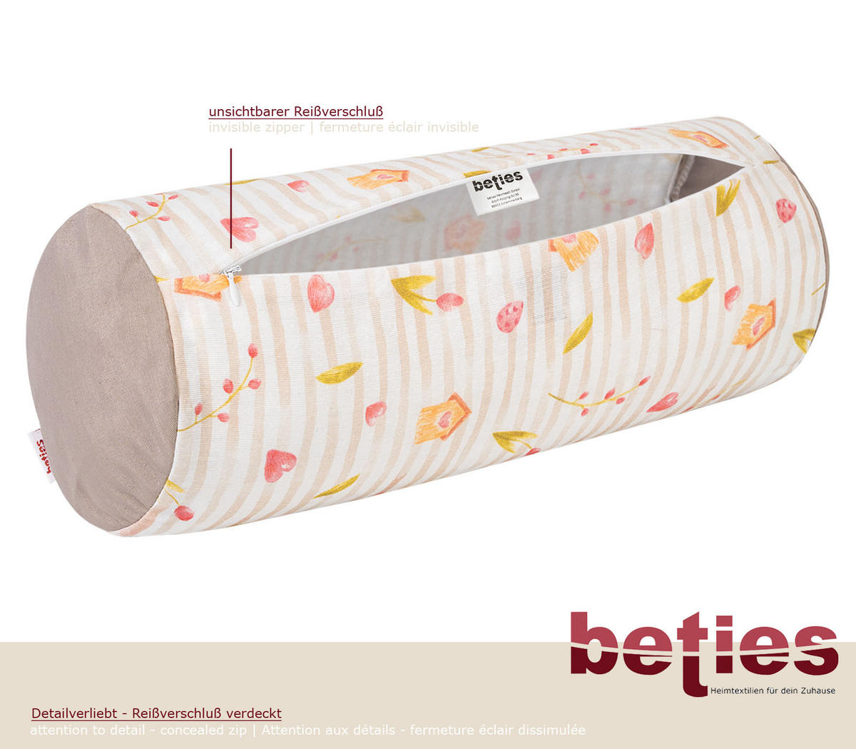 NACKENROLLENHÜLLE Piep 15/40 cm - Taupe/Beige, Textil (15/40cm) - beties Heimtextil