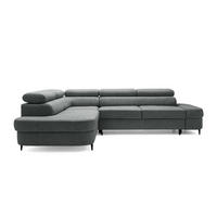 ECKSOFA PRIAM L Links mit Schlaffunktion 125x195 Velours Dunkelgrau - Dunkelgrau/Schwarz, Holz/Textil (203/275cm) - Muffo
