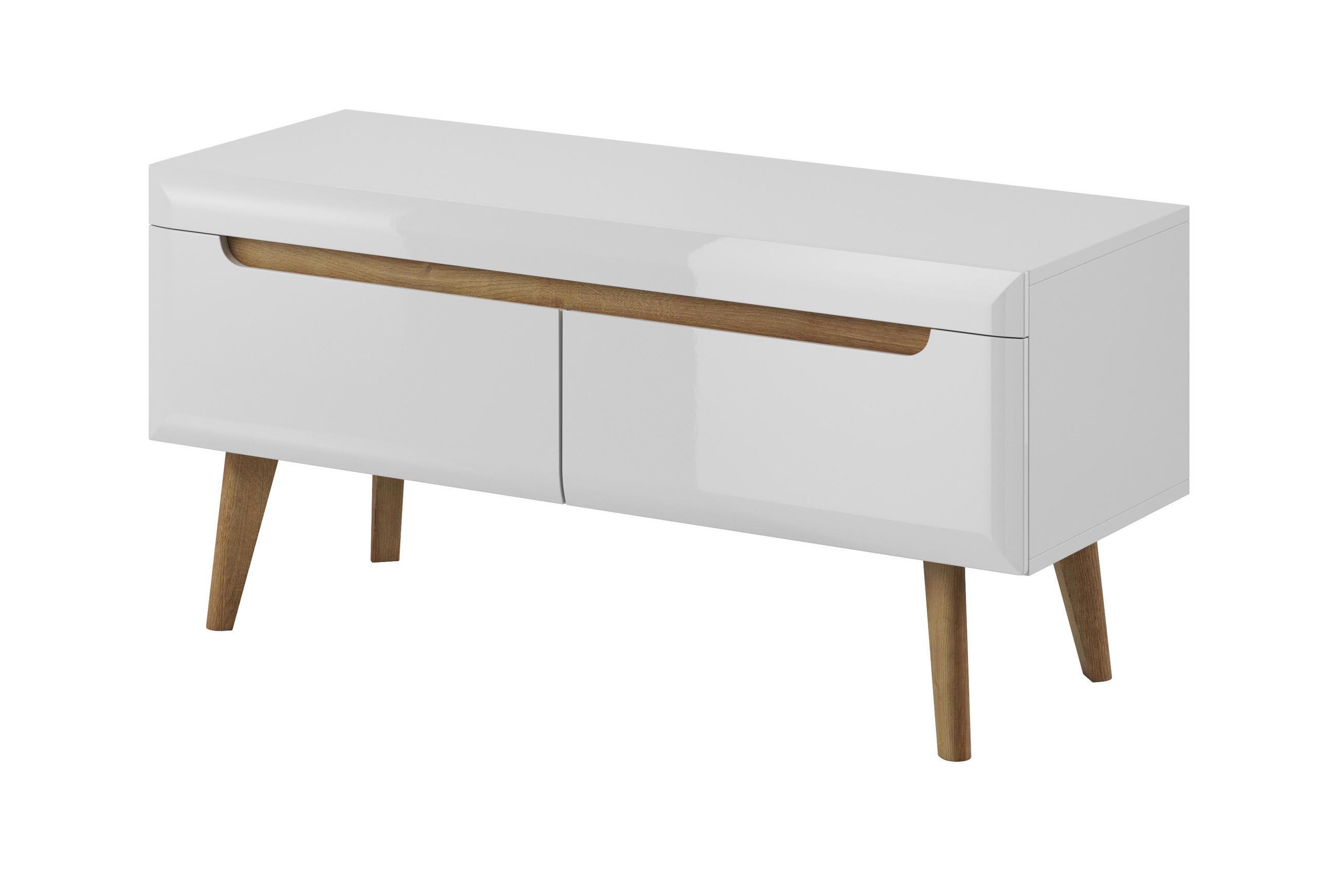 TV-SCHRANK Nodis 107 Weißer Glanz, Tv-Tisch - Weiß/Braun, Holzwerkstoff (107/50/40cm) - Bettso