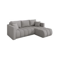 ROHOVÁ SEDAČKA s funkcí spaní, otoman vpravo GARD-L 226x146x85 světle šedá bouclé - černá/stříbrná, kompozitní dřevo/textil (226/146cm) - ALTDECOR
