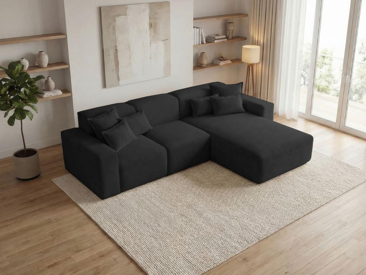 ECKSOFA Leni Schwarz Rechts - Schwarz, Holz/Textil (180/265cm) - Graingold