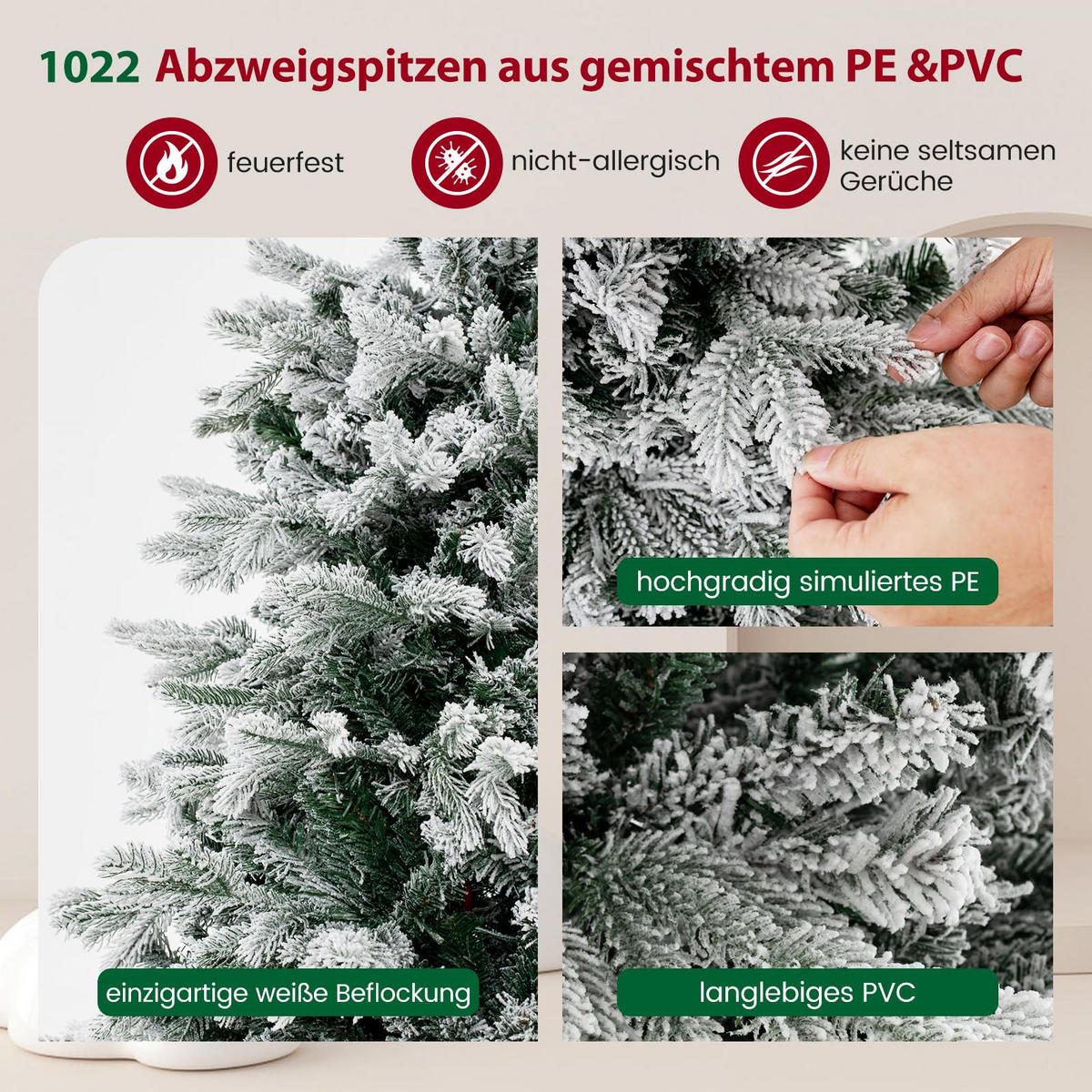 WEIHNACHTSBAUM mit 350 warmweissen LED-Lichtern 180cm Grün - Grün, Metall (180cm) - COSTWAY