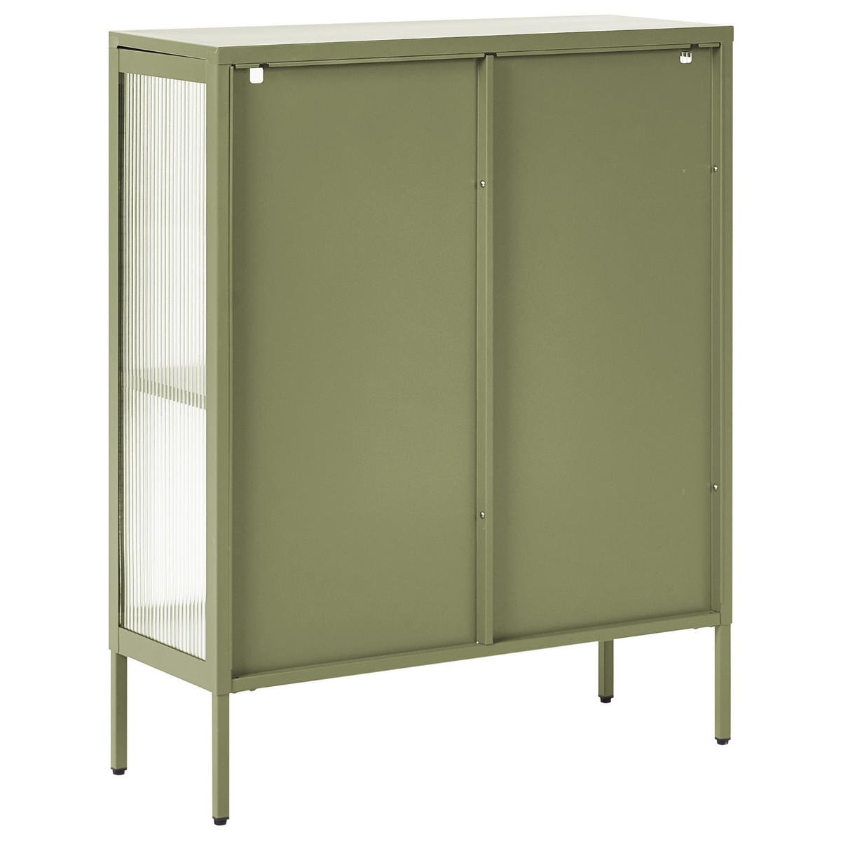 SIDEBOARD se skleněnými dveřmi Kov 90 cm Zelený Sarre - zelená barva, kov (90/111/35cm) - Beliani