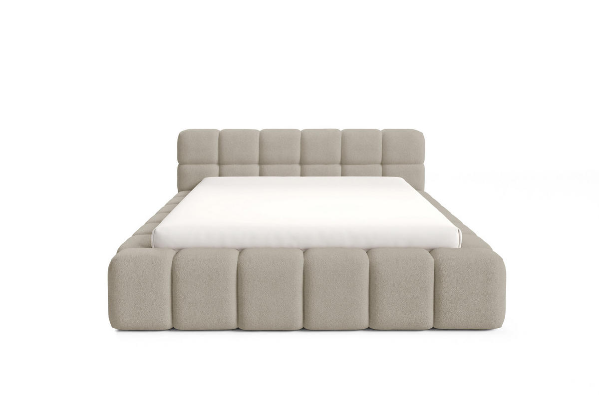 POLSTERBETT NUBO PREMIUM 180x200 cm mit Bettkasten – Stoff QUELLE 05 - Beige/Grau, Holz (180/200cm) - Dekori_Interiors