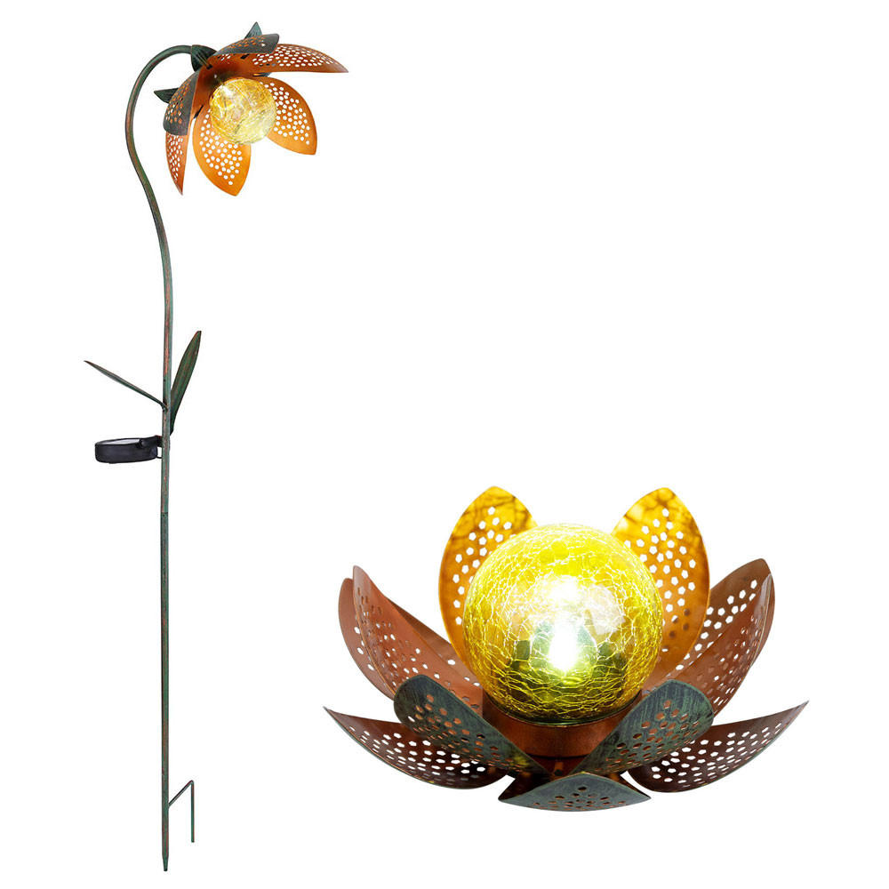 LED AUSSENLEUCHTE Solarleuchte Grün Gold 2er Set - Goldfarben, Glas (25/15/90cm) - Globo Lighting