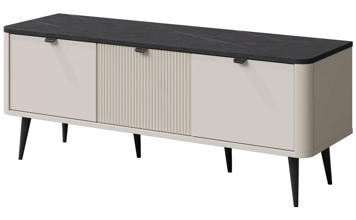 LOWBOARD Marly Kaschmir / Graustein 130 / 40 / 52cm - Kaschmir/Beige, Holz/Holzwerkstoff (130/52/40cm) - Feldmann-Wohnen