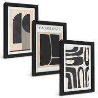 BILDER SET 3er Set - 20x30 cm Schwarzer Rahmen - Abstrakte minimalistische Poster - Schwarz, Kunststoff (20/30cm) - TULUP