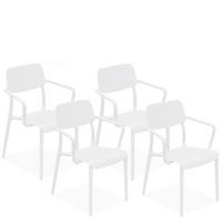 GARTENSTUHL GALIO mit Armlehnen, 4-er Set - Weiß, Kunststoff (57/84/55.5cm) - KONSIMO®
