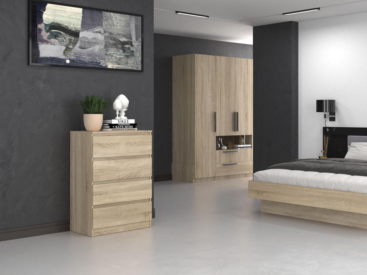 KOMMODE 4 SCHUBLADEN M4 - EICHE SONOMA - Sonoma Eiche, Holzwerkstoff (70/97/40cm) - CDF