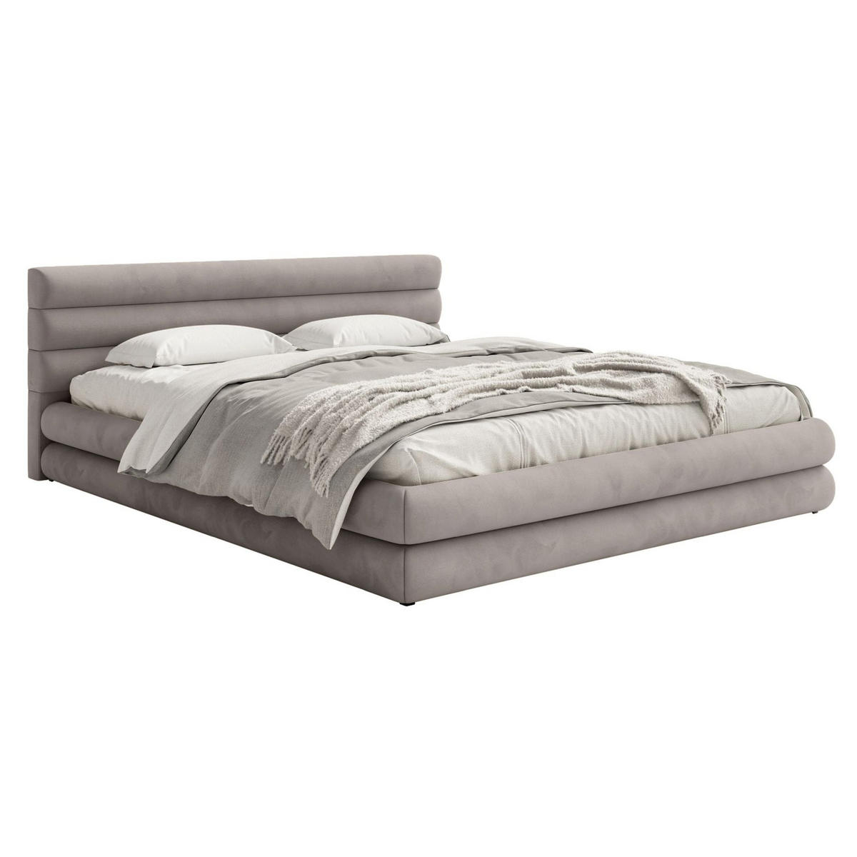 POLSTERBETT Alegre Hellgrau Samt 140x200 cm - Hellgrau/Schwarz, Kunststoff/Textil (140/200cm) - Selsey