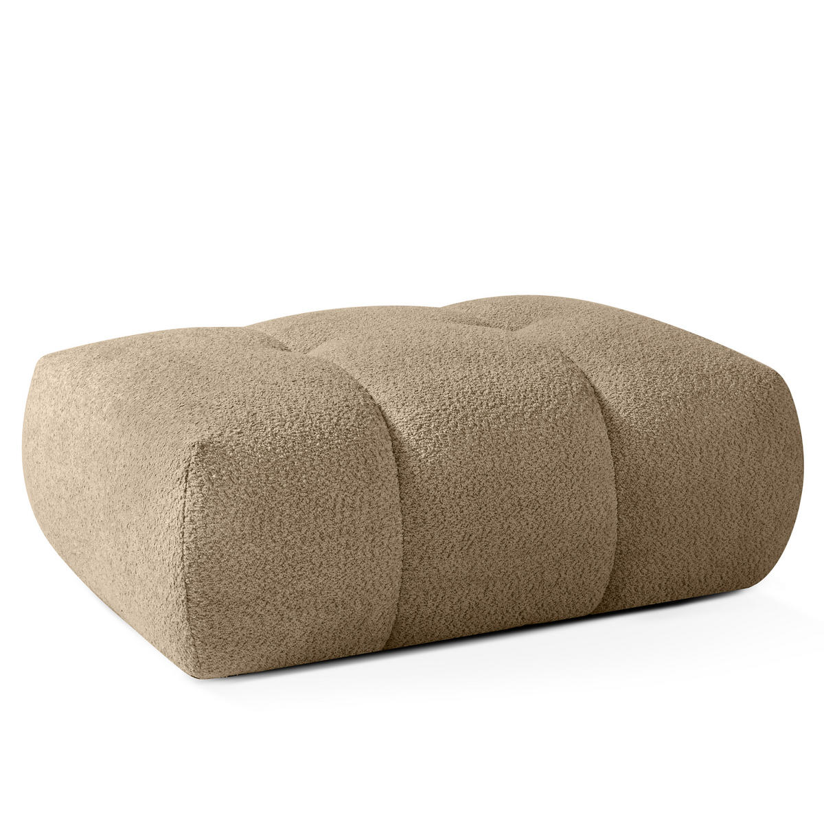 POUF LIRA, Beige, Bouclé - Beige, Holz/Holzwerkstoff (96/43/50cm) - KONSIMO®