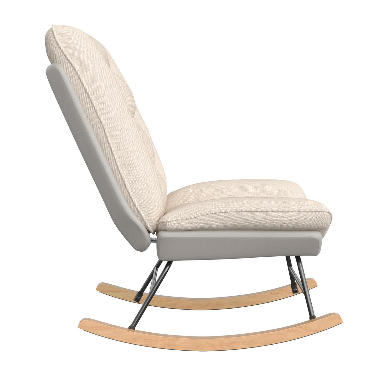 SCHAUKELSTUHL mit abnehmbarem Kissen, 2-fach verstellbar, Holz - Beige, Holz (63/98/90cm)