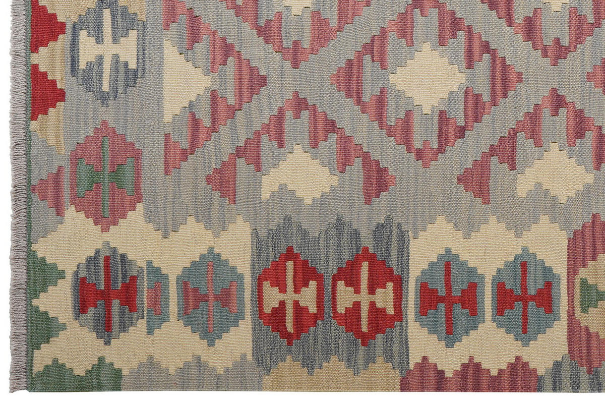 HANDWEBTEPPICH Kelim Gashgai Grau 191/154 cm Schurwolle - Grau, Textil (154/191cm) - Looma